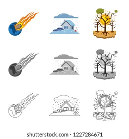 Vector design of natural and disaster symbol. Set of natural and risk stock symbol for web.