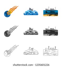 Vector design of natural and disaster symbol. Set of natural and risk vector icon for stock.