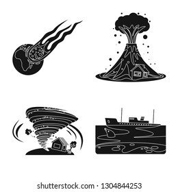 Vector design of natural and disaster symbol. Set of natural and risk stock vector illustration.