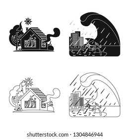 Vector design of natural and disaster symbol. Collection of natural and risk vector icon for stock.
