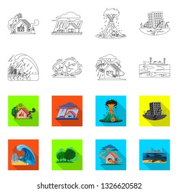Vector design of natural and disaster symbol. Collection of natural and risk vector icon for stock.