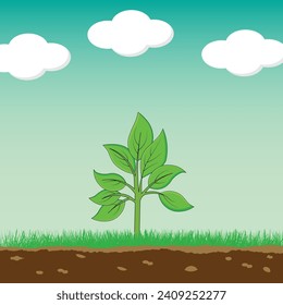 vector design natural landscape with tree