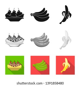 Vector design of natural and vegetarian icon. Set of natural and eating vector icon for stock.