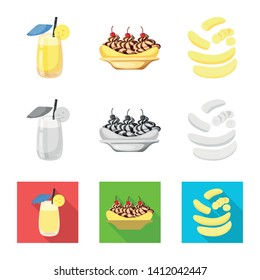 Vector design of natural and vegetarian icon. Set of natural and eating stock symbol for web.