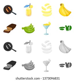 Vector design of natural and vegetarian logo. Set of natural and eating stock symbol for web.