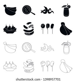 Vector design of natural and vegetarian logo. Set of natural and eating vector icon for stock.
