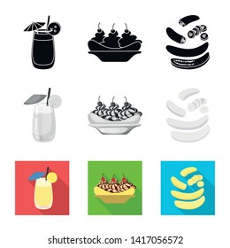 Vector design of natural and vegetarian logo. Set of natural and eating stock symbol for web.