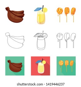 Vector design of natural and vegetarian logo. Collection of natural and eating vector icon for stock.