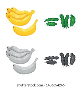 Vector design of natural and vegetarian logo. Collection of natural and eating vector icon for stock.