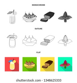 Vector design of natural and vegetarian sign. Set of natural and eating stock vector illustration.