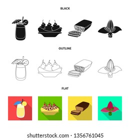 Vector design of natural and vegetarian sign. Set of natural and eating stock vector illustration.