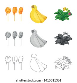 Vector design of natural and vegetarian sign. Set of natural and eating stock vector illustration.