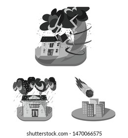 Vector design of nature and apocalypse sign. Set of nature and environment vector icon for stock.