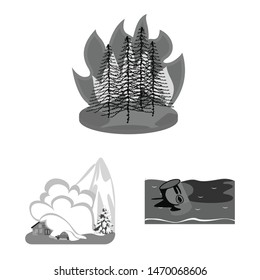 Vector design of nature and apocalypse sign. Set of nature and environment stock vector illustration.