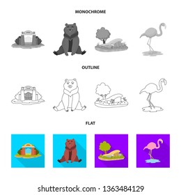 Vector design of nature  and fun  icon. Set of nature  and entertainment stock symbol for web.