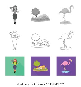 Vector design of nature  and fun  icon. Set of nature  and entertainment vector icon for stock.