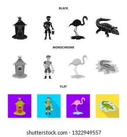 Vector design of nature  and fun  logo. Set of nature  and entertainment vector icon for stock.