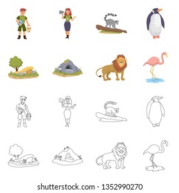 Vector design of nature  and fun  logo. Collection of nature  and entertainment stock vector illustration.
