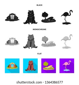 Vector design of nature  and fun  logo. Set of nature  and entertainment vector icon for stock.