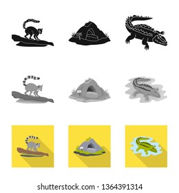 Vector design of nature  and fun  logo. Collection of nature  and entertainment vector icon for stock.