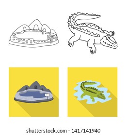 Vector design of nature  and fun  logo. Collection of nature  and entertainment vector icon for stock.