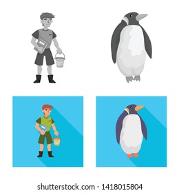 Vector design of nature  and fun  logo. Set of nature  and entertainment stock symbol for web.