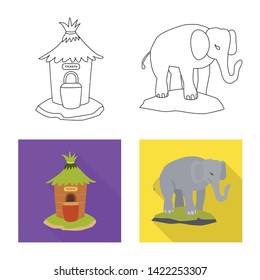 Vector design of nature  and fun  logo. Collection of nature  and entertainment vector icon for stock.