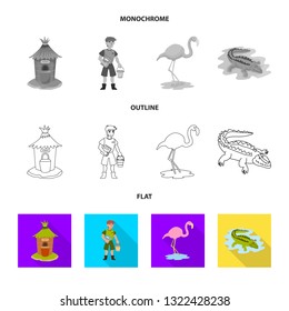 Vector design of nature  and fun  sign. Set of nature  and entertainment stock symbol for web.