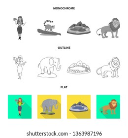 Vector design of nature  and fun  sign. Collection of nature  and entertainment vector icon for stock.