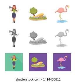 Vector design of nature  and fun  sign. Set of nature  and entertainment stock symbol for web.