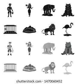 Vector design of nature and fun sign. Collection of nature and entertainment stock vector illustration.