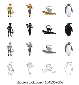 Vector design of nature  and fun  symbol. Set of nature  and entertainment stock symbol for web.