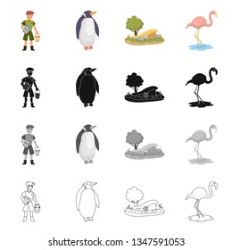 Vector design of nature  and fun  symbol. Set of nature  and entertainment vector icon for stock.