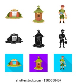 Vector design of nature  and fun  symbol. Set of nature  and entertainment stock vector illustration.