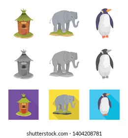 Vector design of nature  and fun  symbol. Set of nature  and entertainment stock symbol for web.