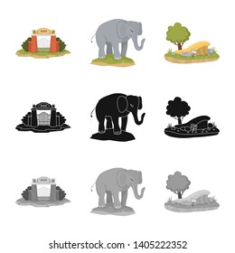 Vector design of nature  and fun  symbol. Set of nature  and entertainment stock vector illustration.