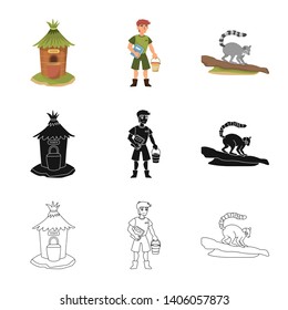 Vector design of nature  and fun  symbol. Set of nature  and entertainment vector icon for stock.