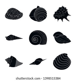 Vector design of nature  and ocean icon. Set of nature  and mollusk stock symbol for web.