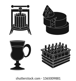 Vector design of nature and product symbol. Set of nature and winery vector icon for stock.