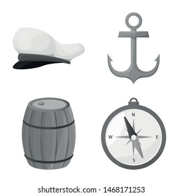 Vector design of nautical and voyage logo. Set of nautical and seafaring stock symbol for web.