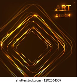 Vector design of neon squares. Shining banner on a dark background.