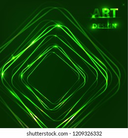 Vector design of neon squares. Shining banner on a dark background.