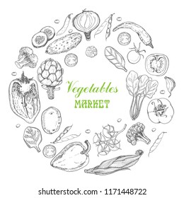 Vector design of a new market with vegetables