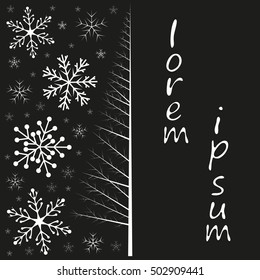 Vector design of the new year, snowflakes, Christmas tree and space for text