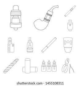 Vector design of nicotine and filter icon. Set of nicotine and pipe stock symbol for web.