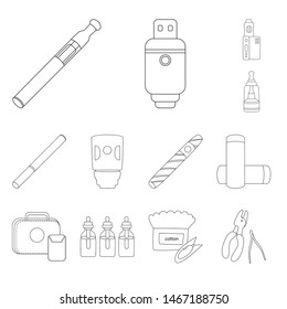 Vector design of nicotine and filter icon. Collection of nicotine and pipe stock vector illustration.