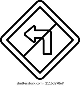 Vector Design No Left Turn Icon Style