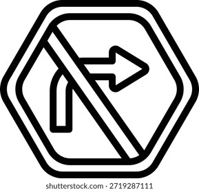 Design de vetor sem estilo de ícone de virada à direita