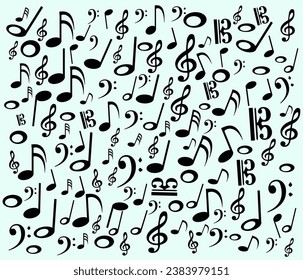 vector design of note notation background that has many flags