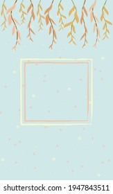 Vector design for notebook cover with leaves in pastel colors